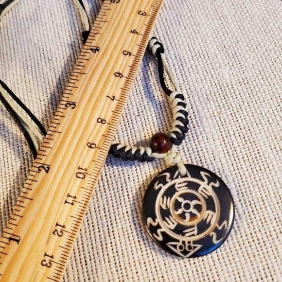 Handcrafted Tribal Bone Carved Symbols Necklace from India - Picture 6 of 6